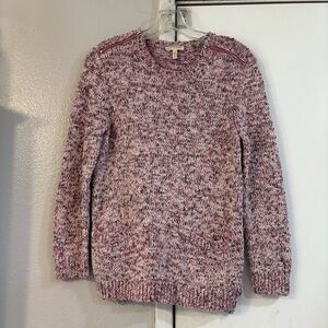 Rebecca Taylor Knit Sweater Zipper Shoulders Speckle Pink Purple M Top